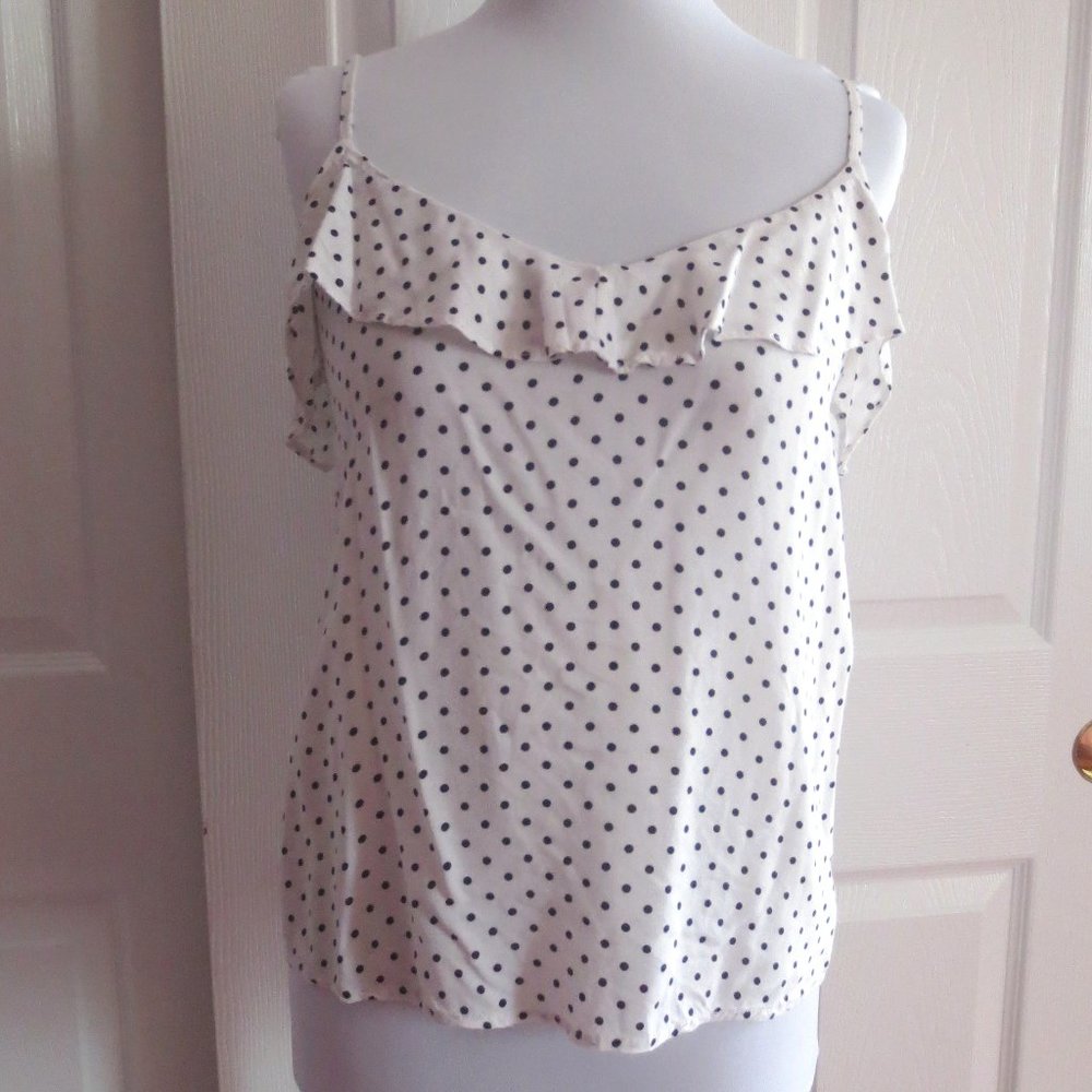 Divided White With Black Polk-a-Dots Cami